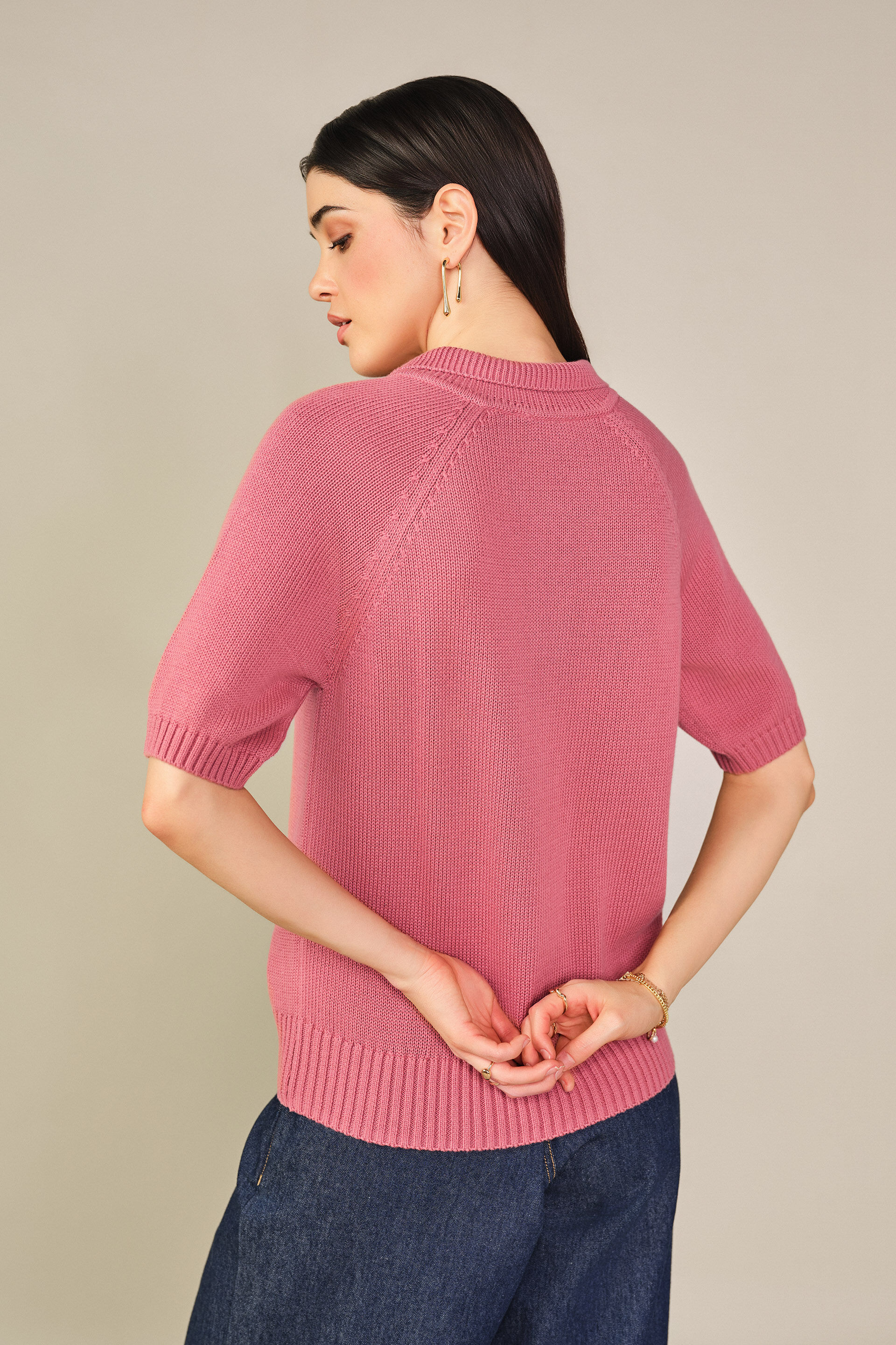Solid Polo Top in Pink, Pink, image 6